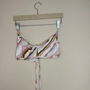 Roxy Striped Bikini Set Medium Cross Back Tie Top Cheeky Bottoms